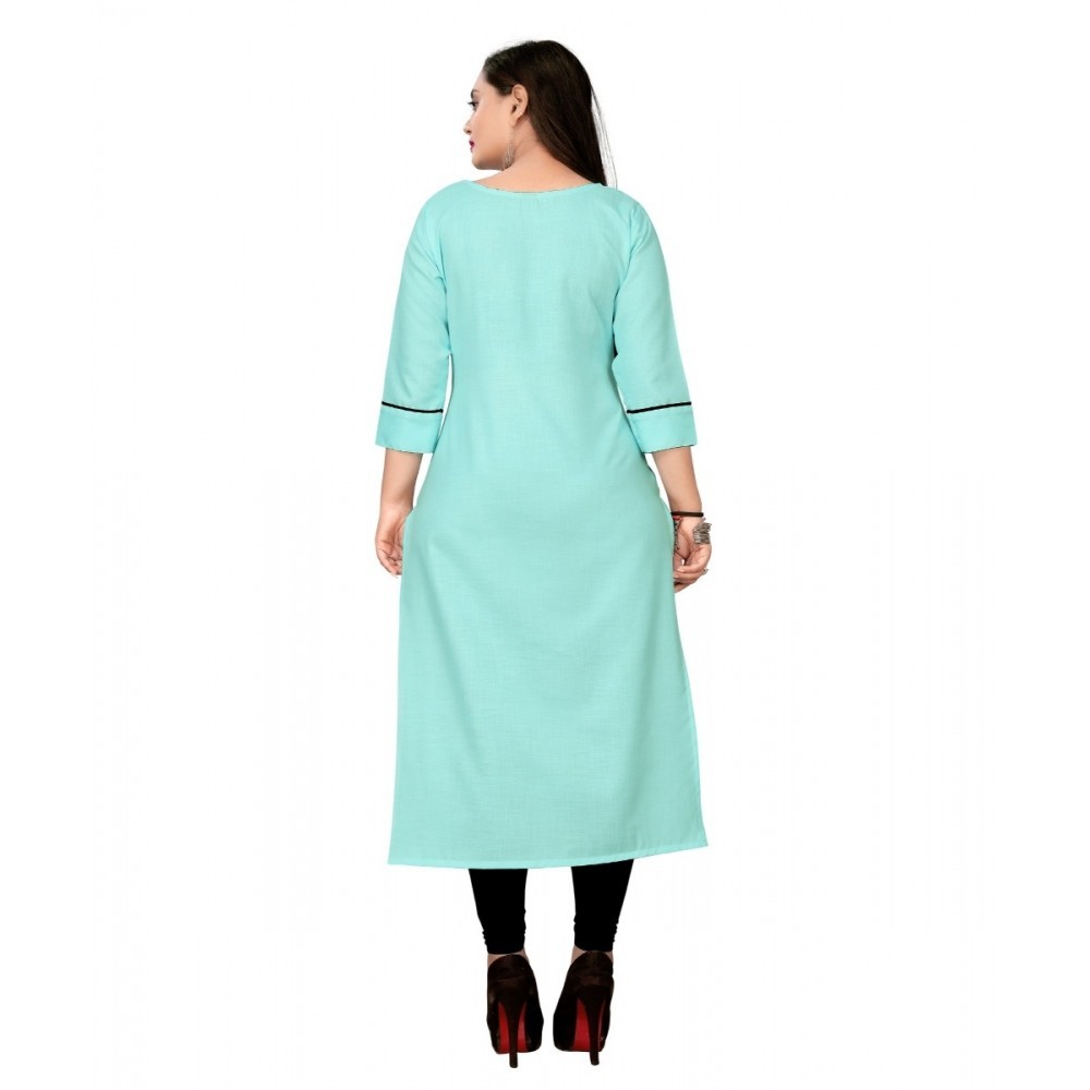 Women's Cotton Embroidery Straight Kurti