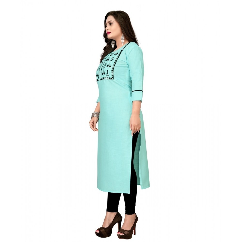 Women's Cotton Embroidery Straight Kurti