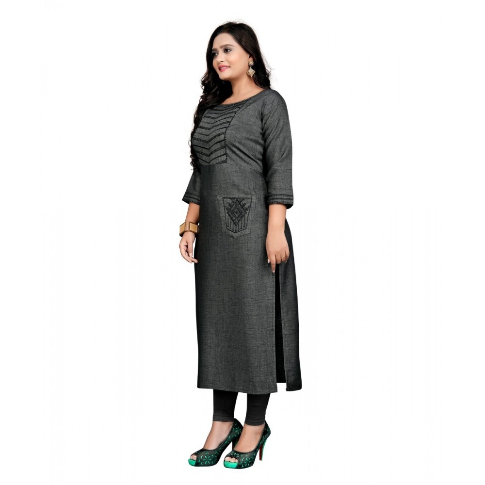 Women's Cotton Embroidery Straight Kurti