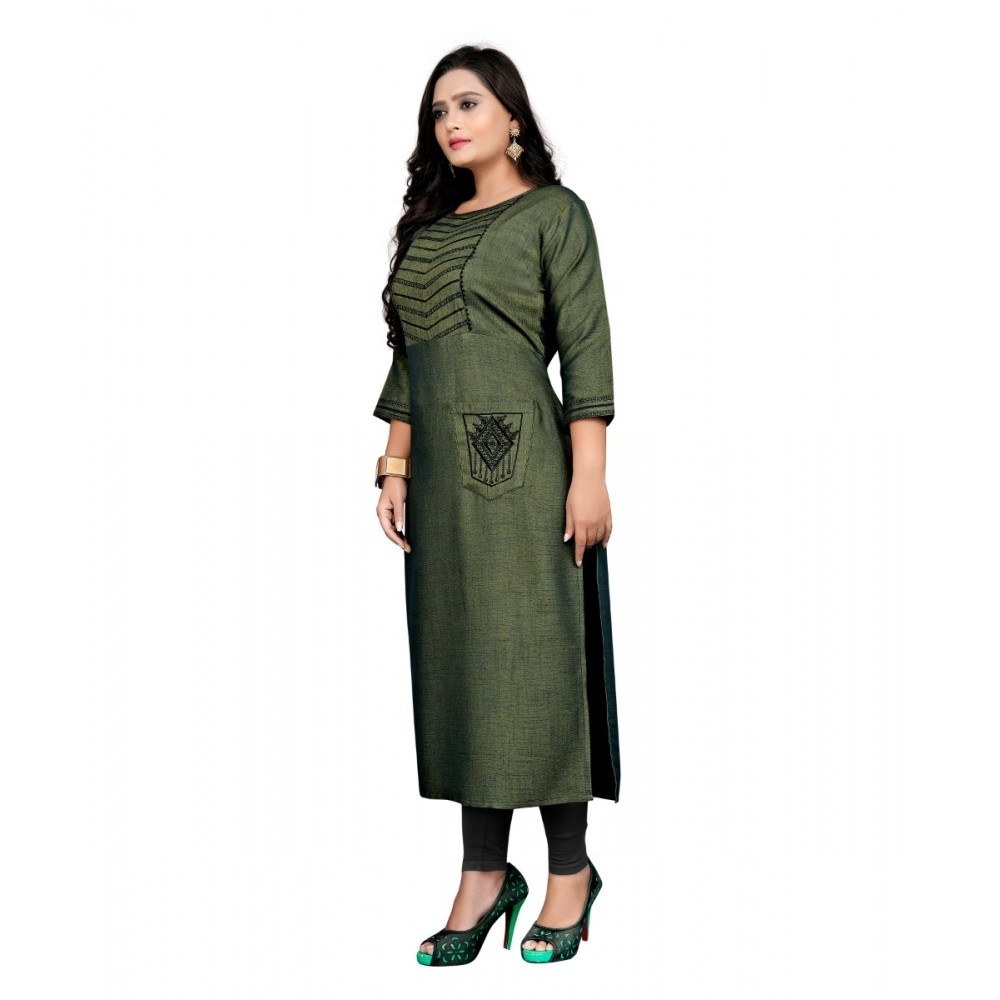Women's Cotton Embroidery Straight Kurti