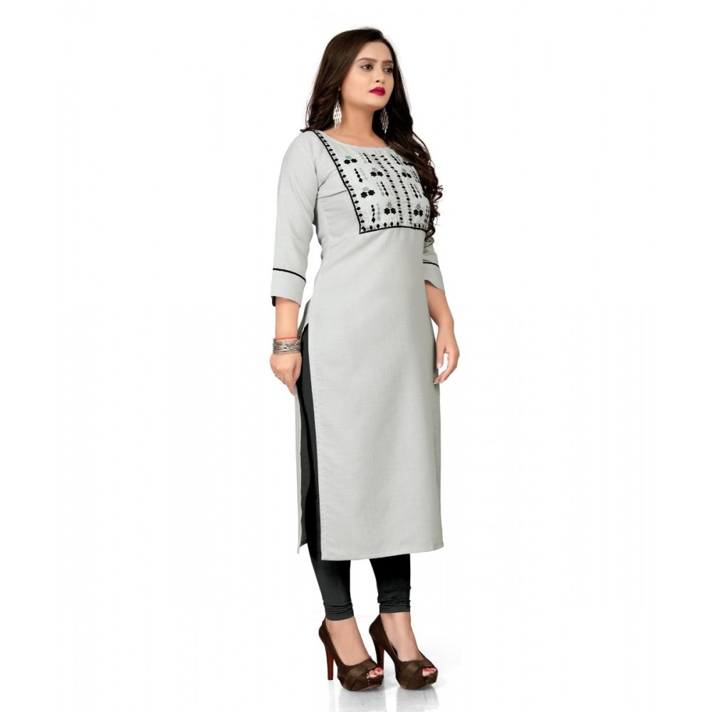 Women's Cotton Embroidery Straight Kurti