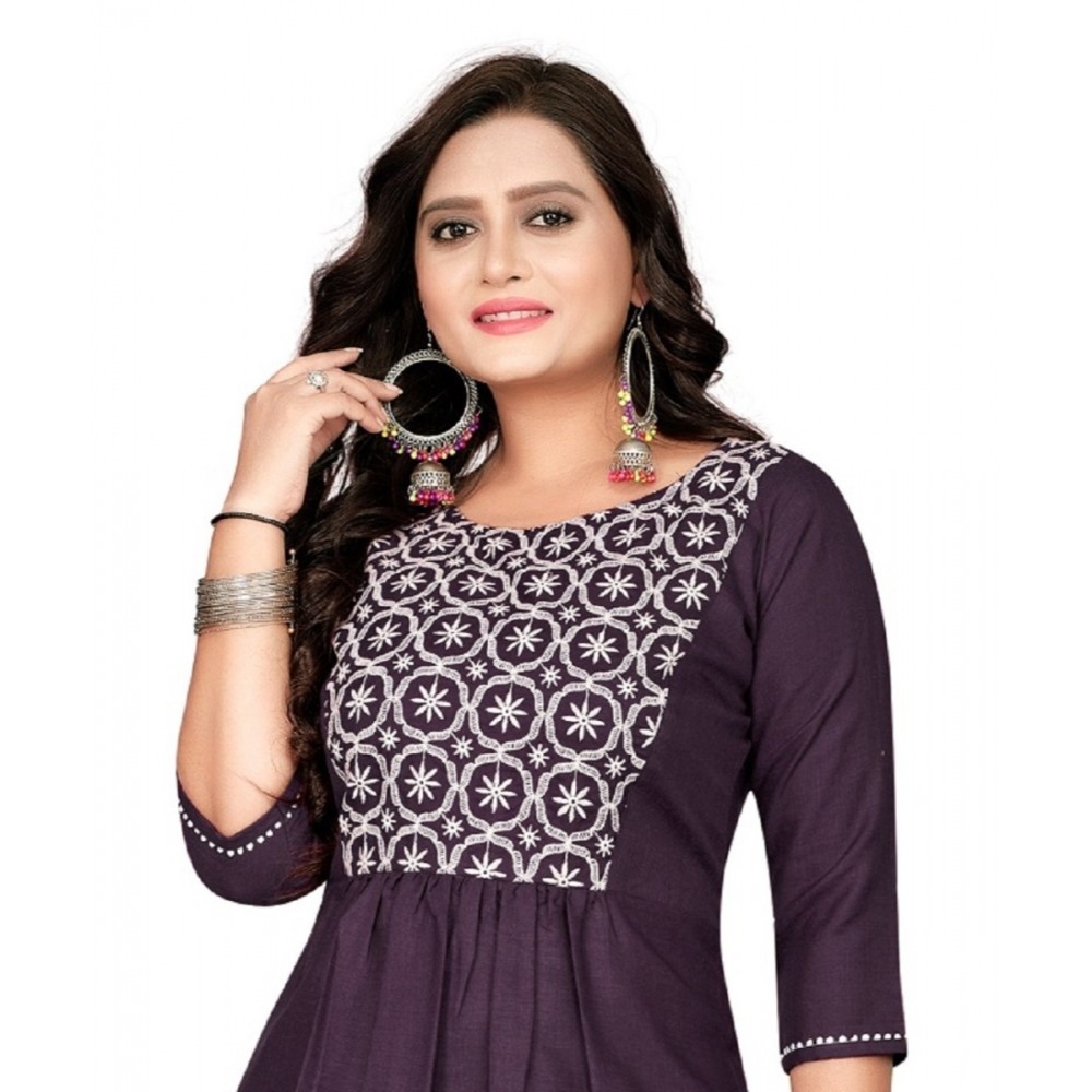 Women's Cotton Embroidery Straight Kurti