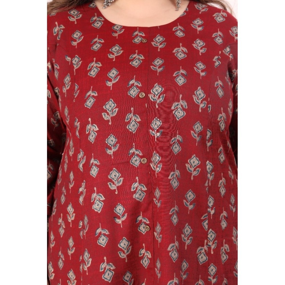 Women's Office wear Floral Printed Capsule Princess Cut Kurti