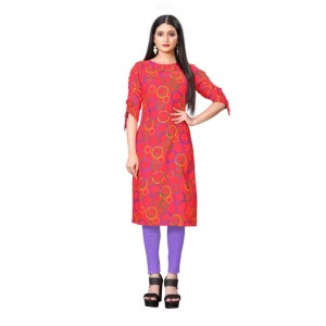 Women's Digial Print Rayon Tie Up 3/4th Sleeve Knee Length Kurti