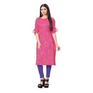 Women's Digial Print Rayon Tie Up 3/4th Sleeve Knee Length Kurti