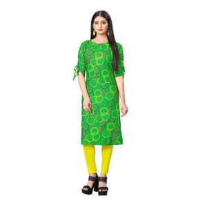 Women's Digial Print Rayon Tie Up 3/4th Sleeve Knee Length Kurti