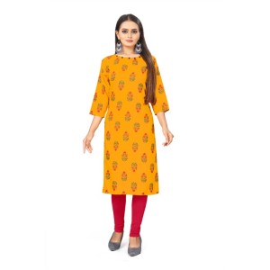 Women's Digial Print Rayon Regular 3/4th Sleeve Knee Length Kurti