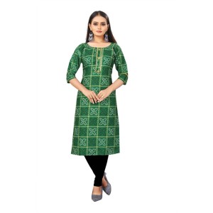 Women's Digial Print Bandhani Regular 3/4th Sleeve Knee Length Kurti