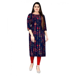 Women's Rayon Foil Printed Straight Kurti