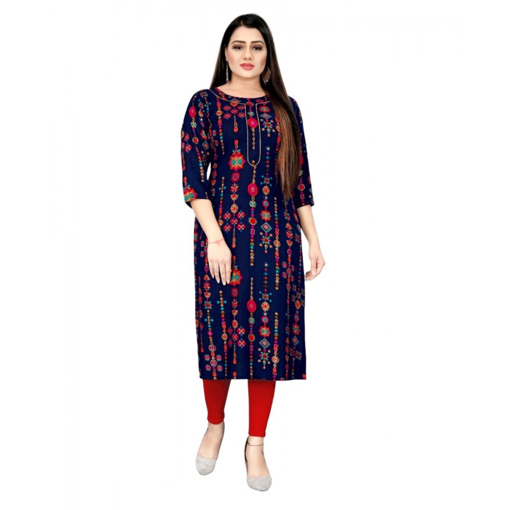 Women's Rayon Foil Printed Straight Kurti