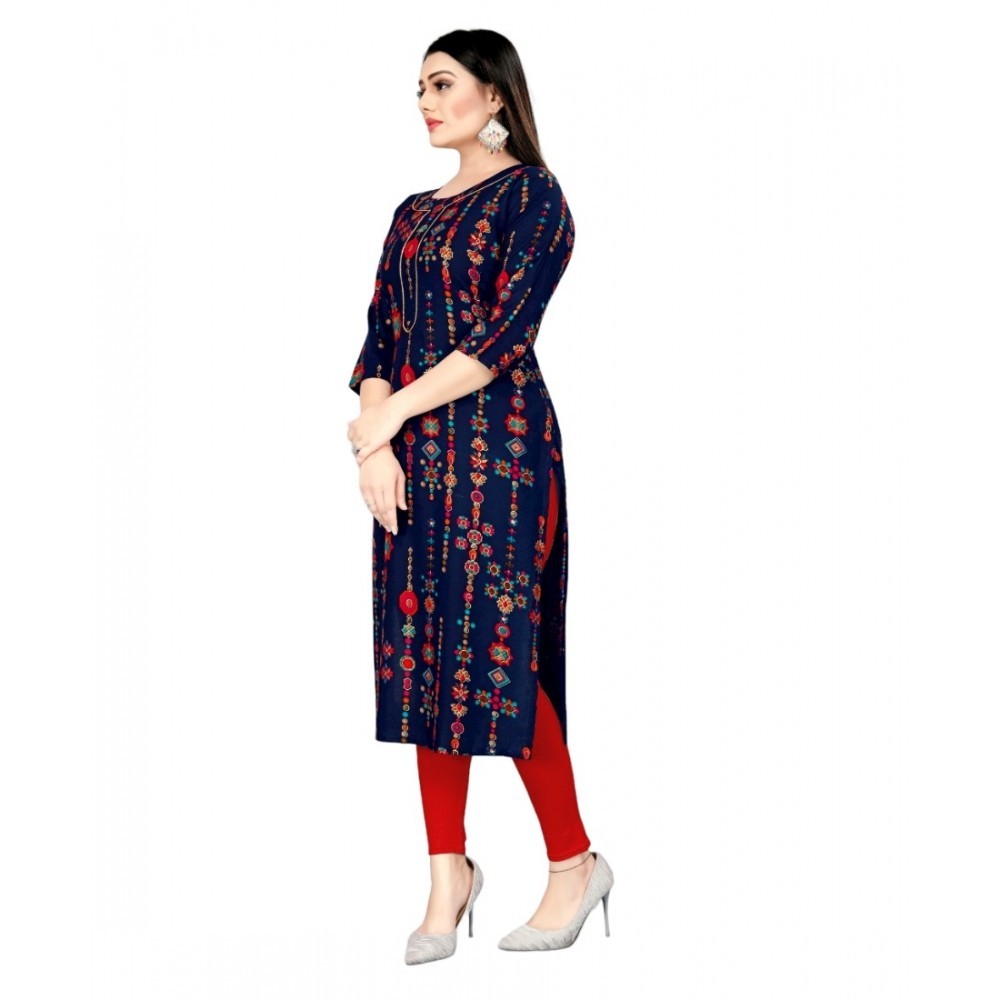 Women's Rayon Foil Printed Straight Kurti