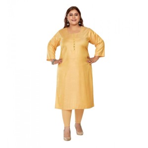 Women's Casual 3/4th Sleeve Mirror Embroided Straight Rayon Kurti