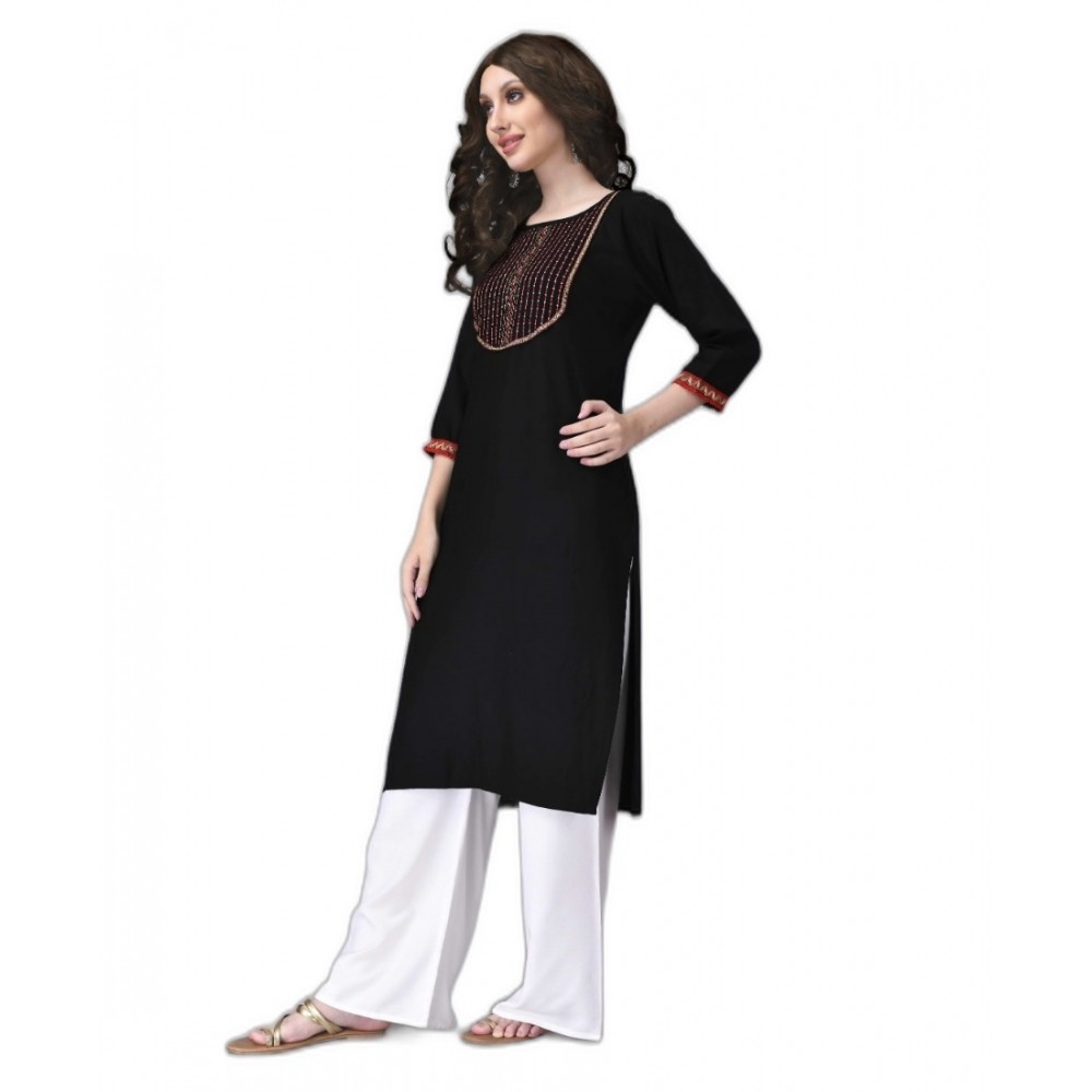 Women's Rayon Lace Straight Kurti