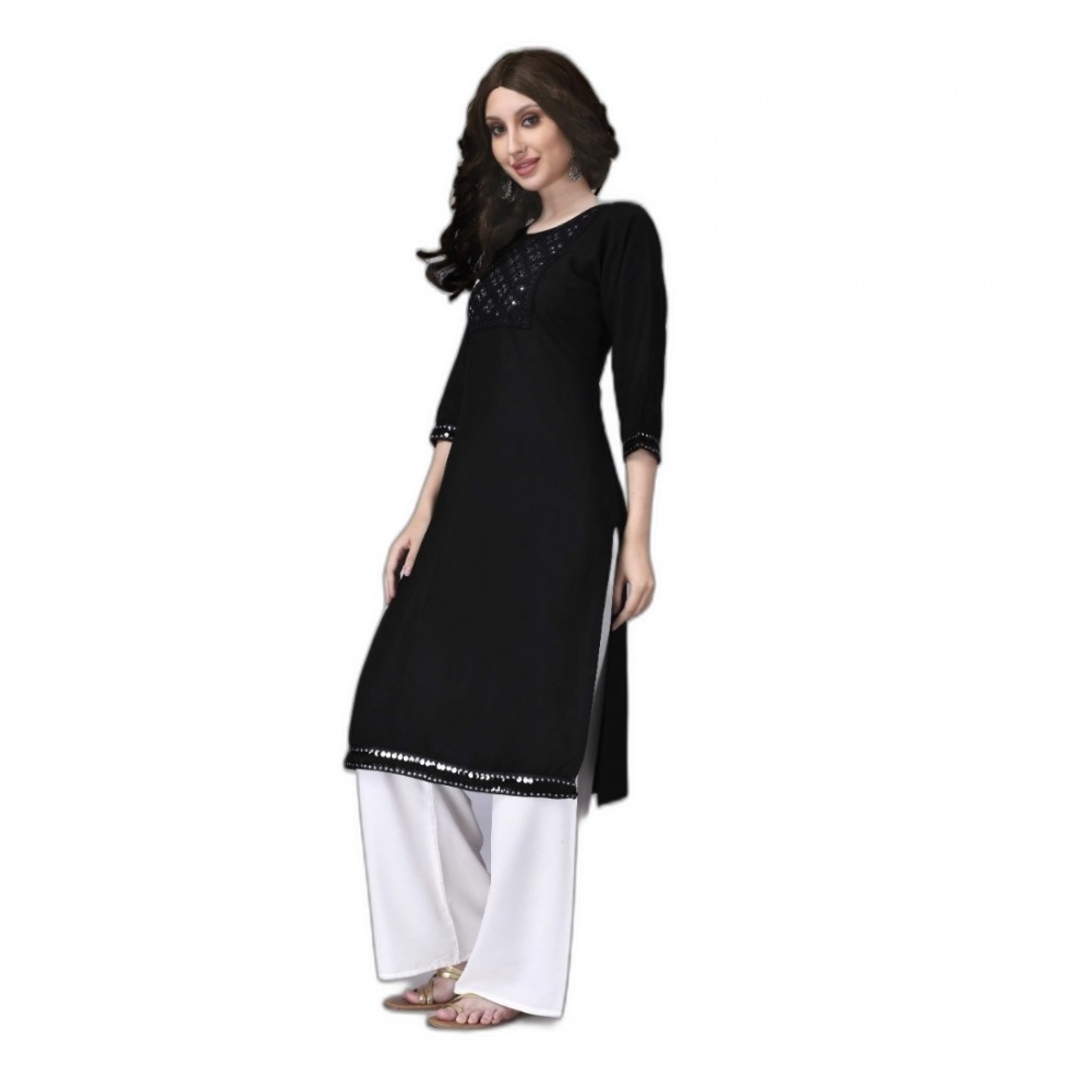 Women's Rayon Lace Straight Kurti