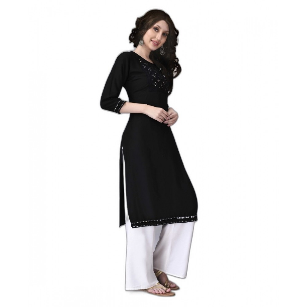 Women's Rayon Lace Straight Kurti