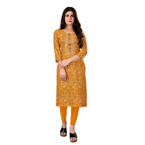 Women's Rayon Foil Printed Straight Kurti