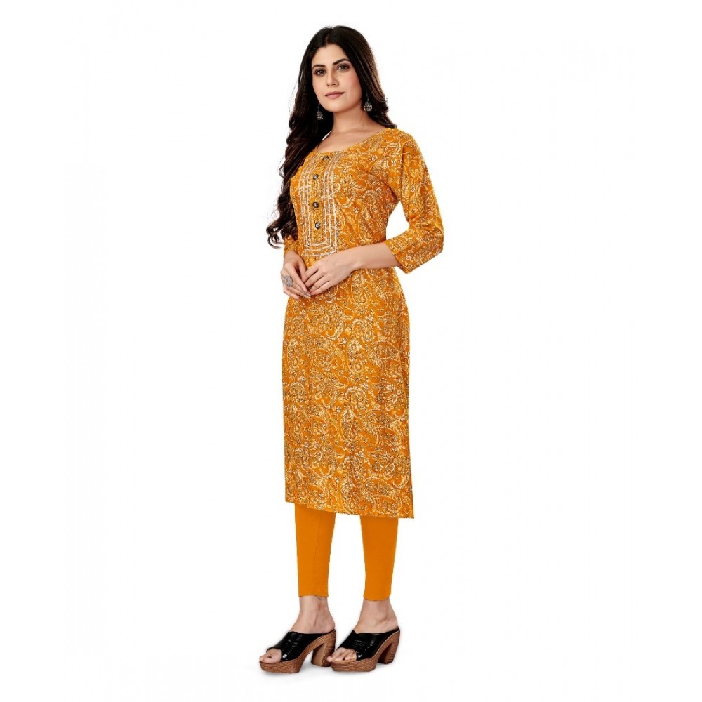 Women's Rayon Foil Printed Straight Kurti