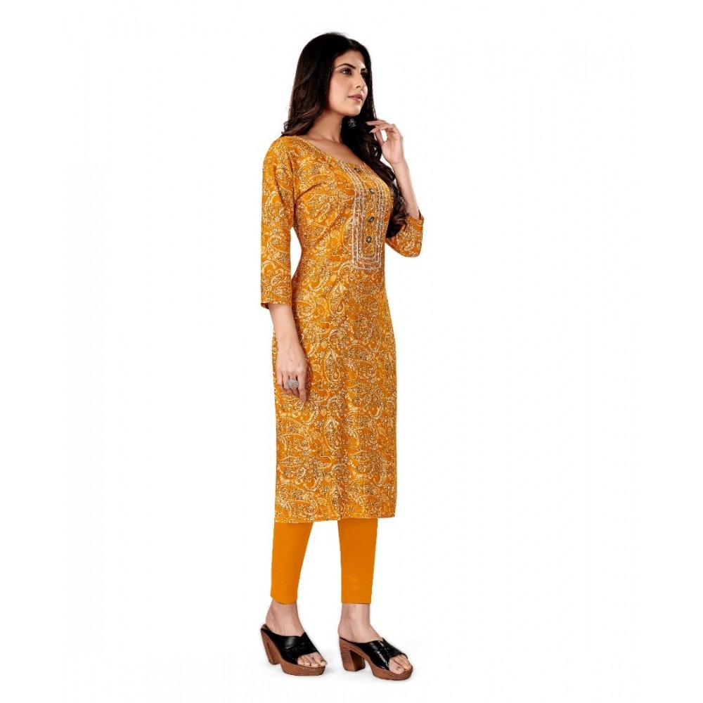 Women's Rayon Foil Printed Straight Kurti