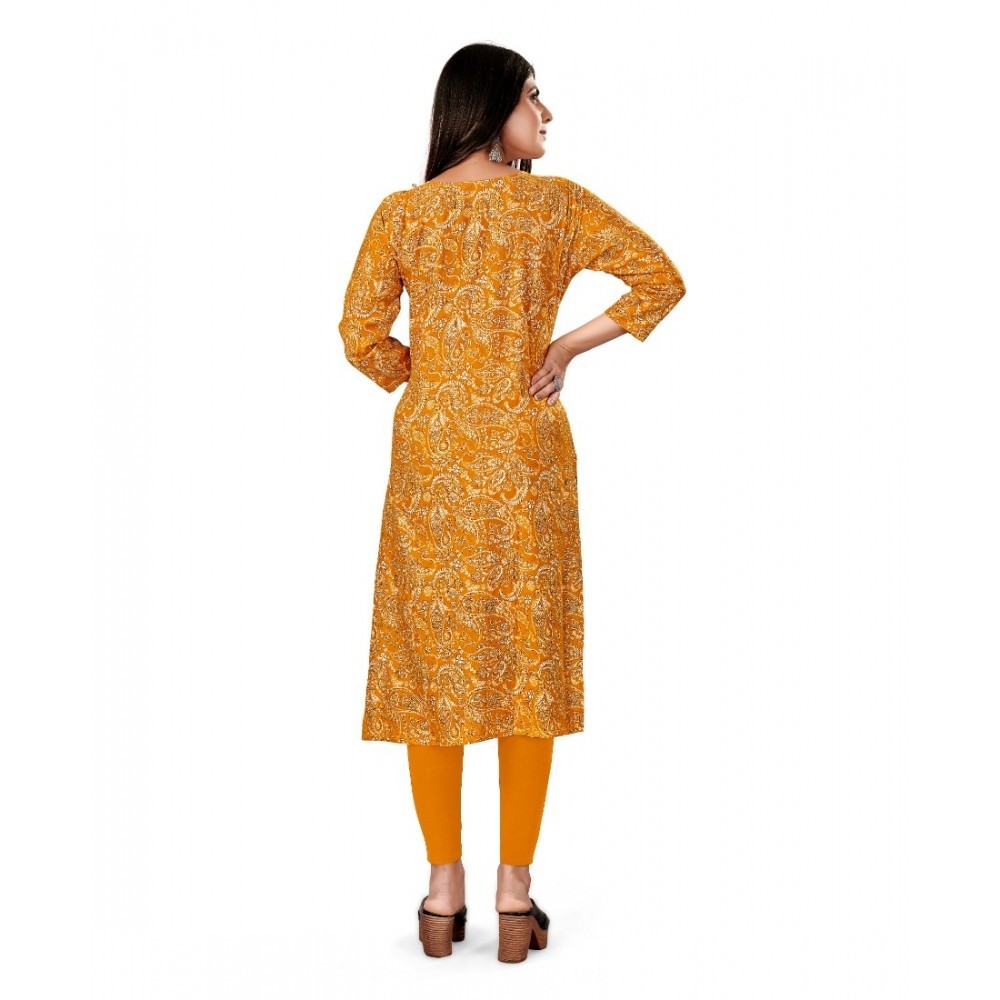 Women's Rayon Foil Printed Straight Kurti