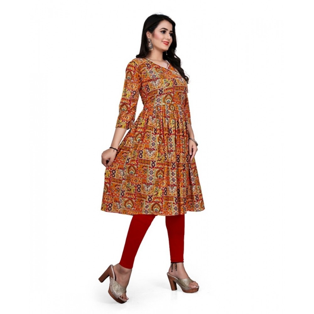 Women's Rayon Foil Printed Straight Kurti