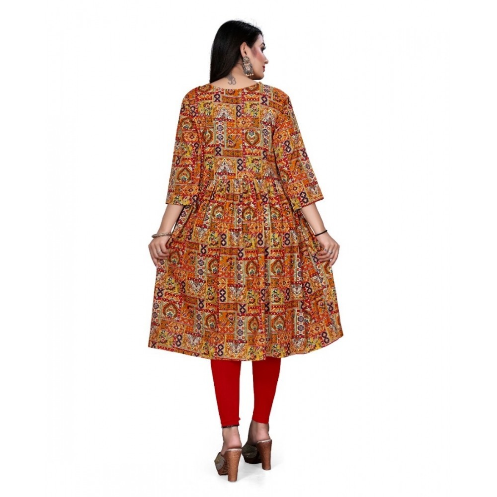 Women's Rayon Foil Printed Straight Kurti