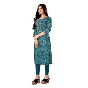 Women's Rayon Foil Printed Straight Kurti