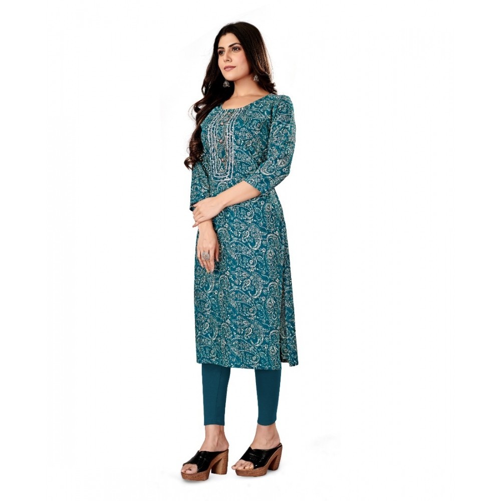 Women's Rayon Foil Printed Straight Kurti