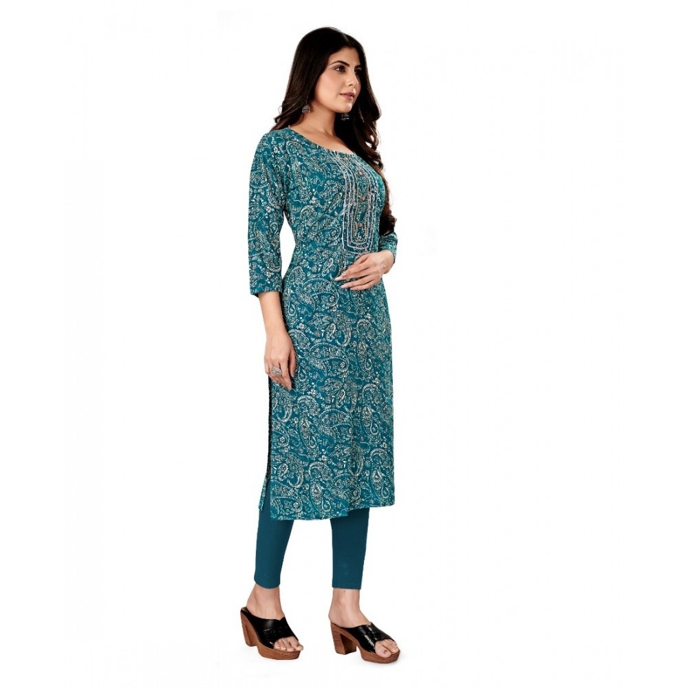 Women's Rayon Foil Printed Straight Kurti