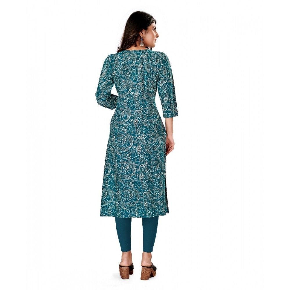 Women's Rayon Foil Printed Straight Kurti