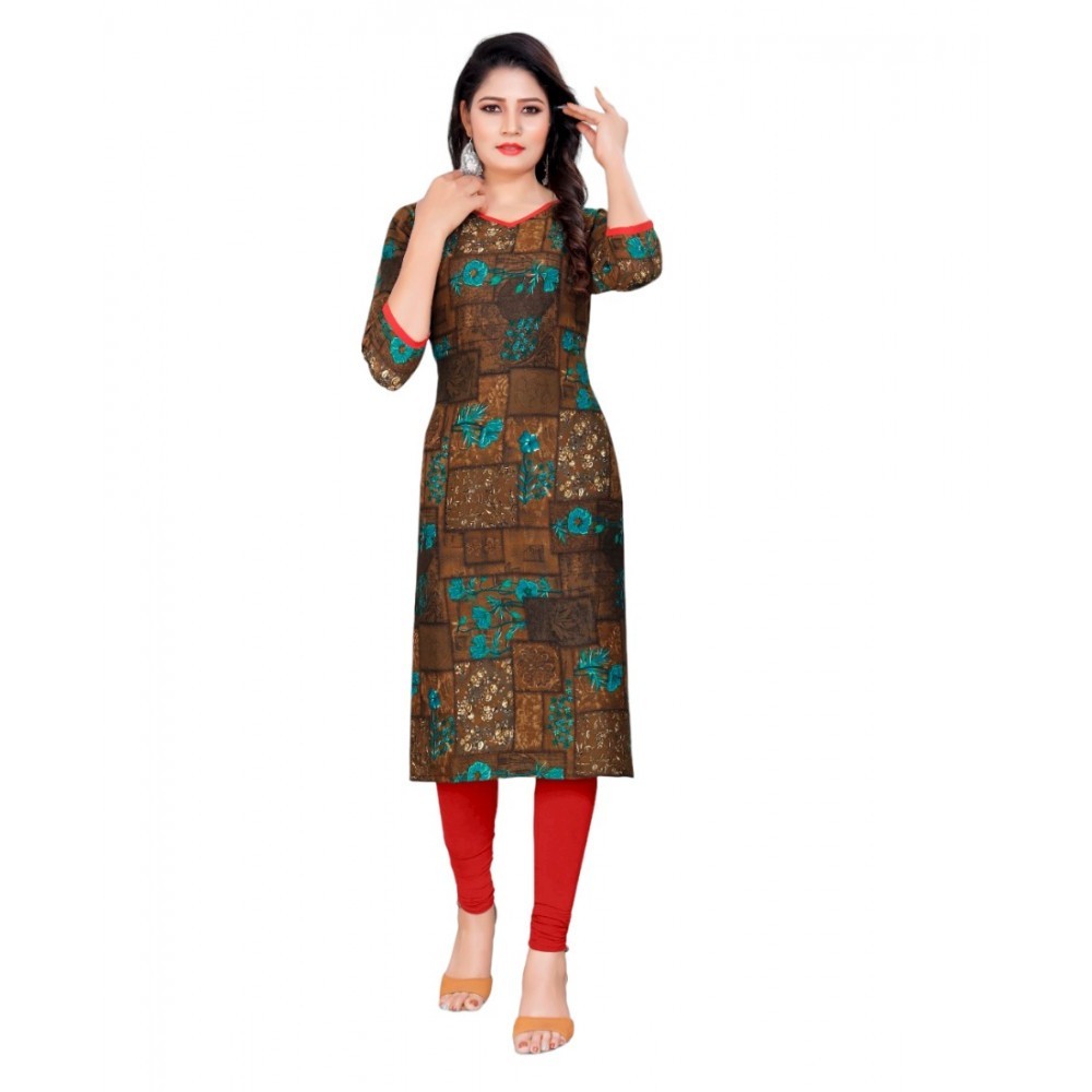 Women's Rayon Foil Printed Straight Kurti