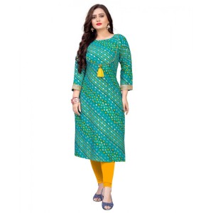 Women's Rayon Foil Printed Straight Kurti