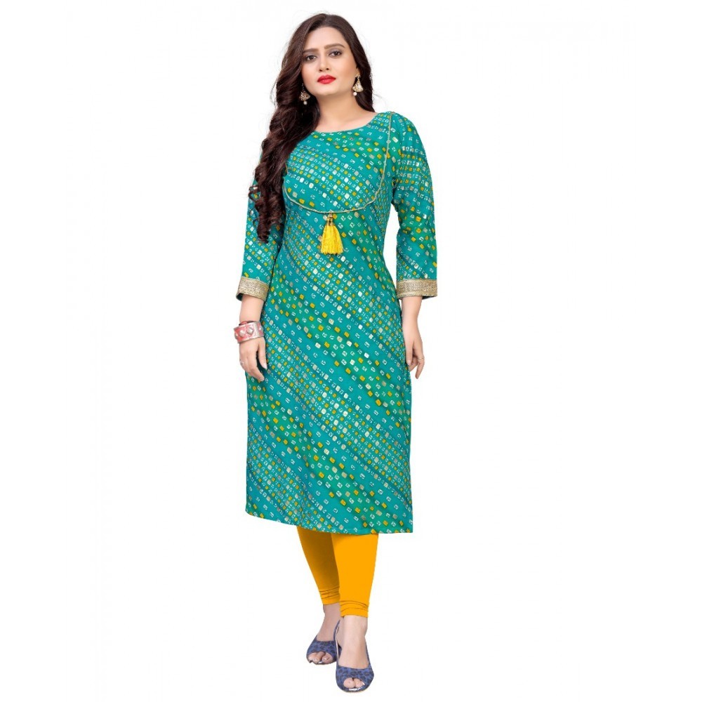 Women's Rayon Foil Printed Straight Kurti