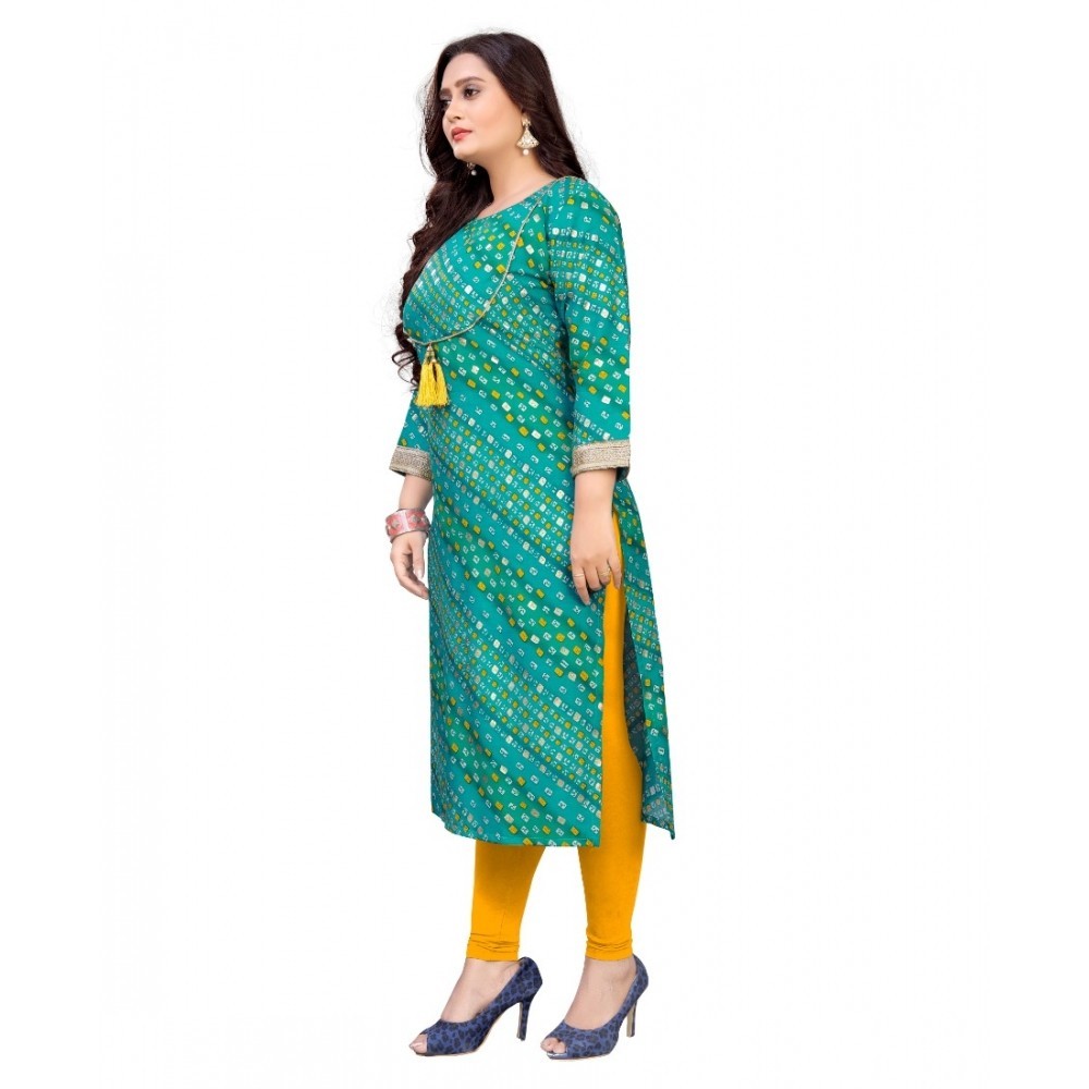 Women's Rayon Foil Printed Straight Kurti