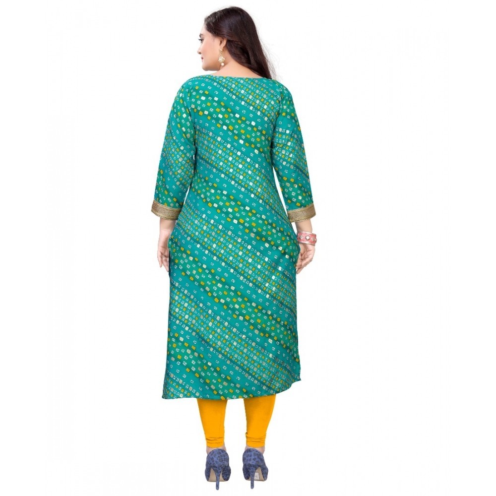 Women's Rayon Foil Printed Straight Kurti