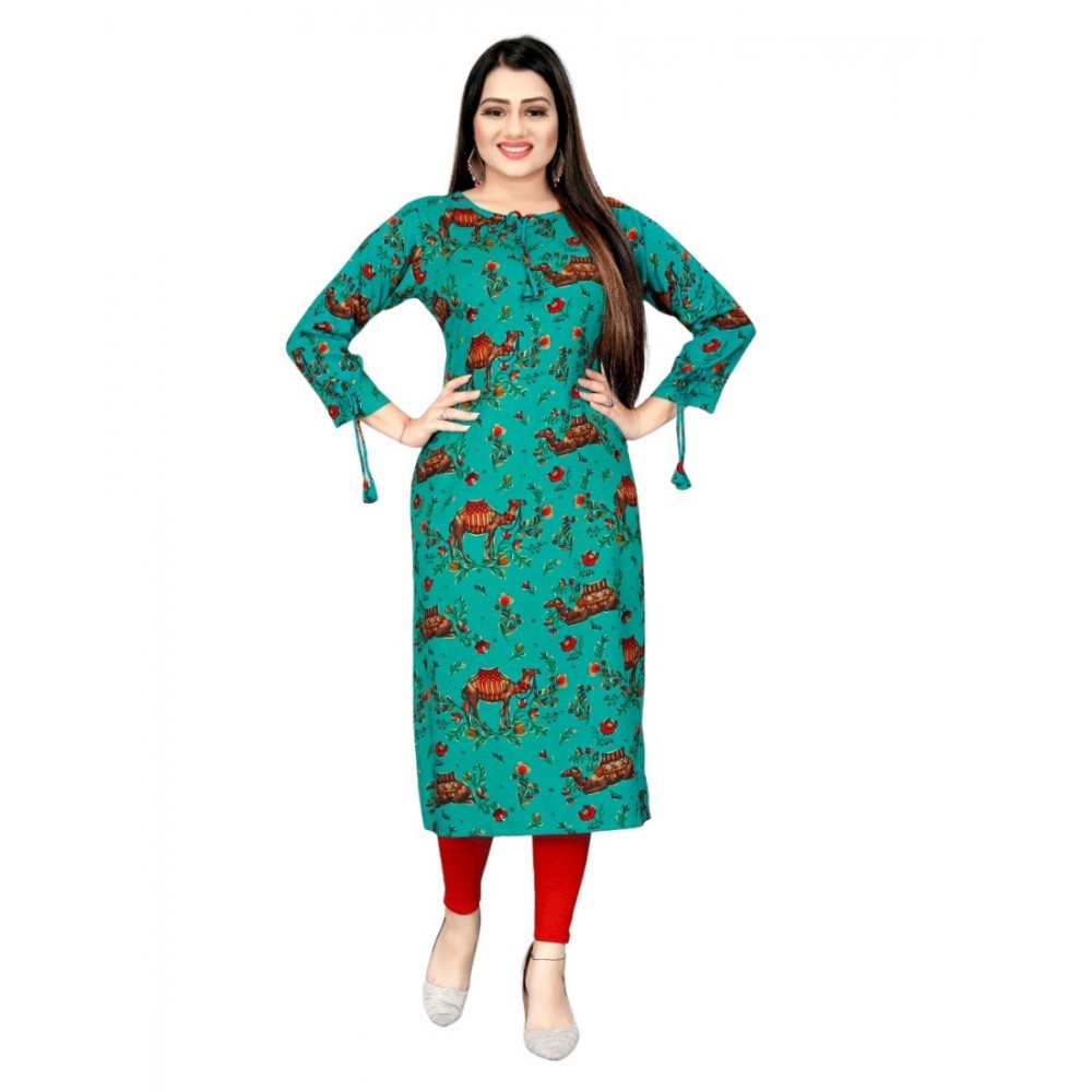 Women's Rayon Foil Printed Straight Kurti