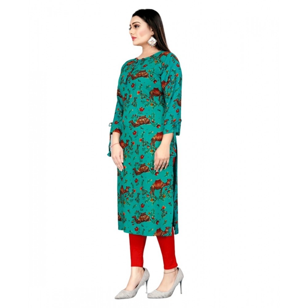 Women's Rayon Foil Printed Straight Kurti