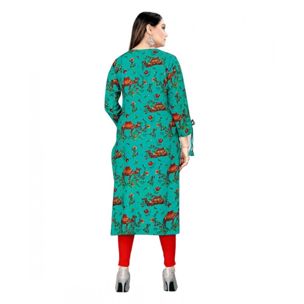 Women's Rayon Foil Printed Straight Kurti