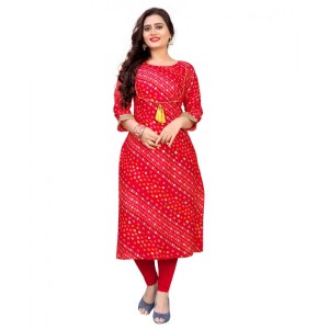 Women's Rayon Foil Printed Straight Kurti