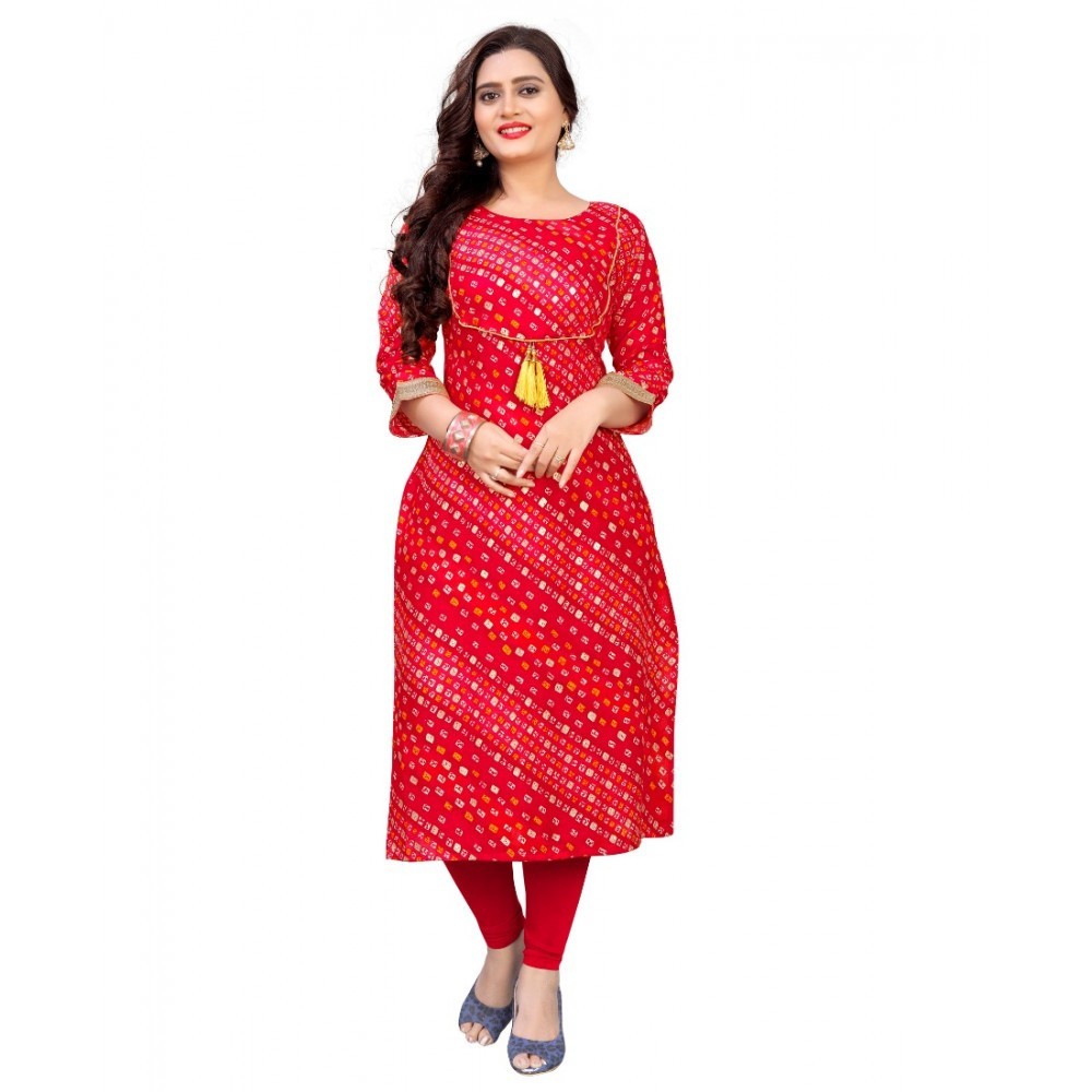 Women's Rayon Foil Printed Straight Kurti