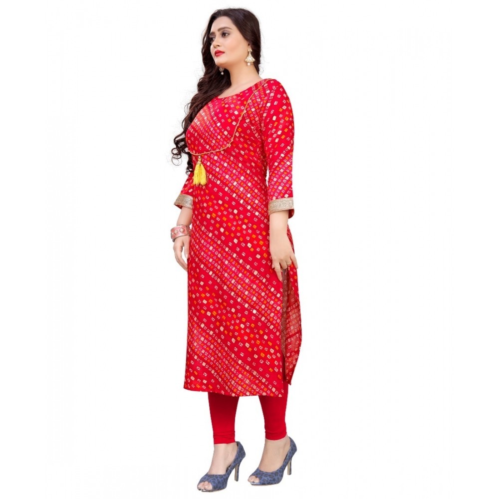 Women's Rayon Foil Printed Straight Kurti