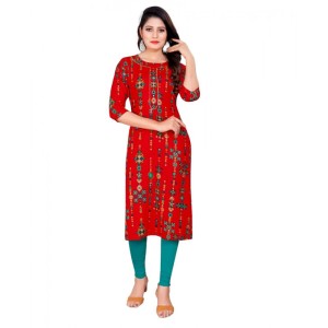Women's Rayon Foil Printed Straight Kurti