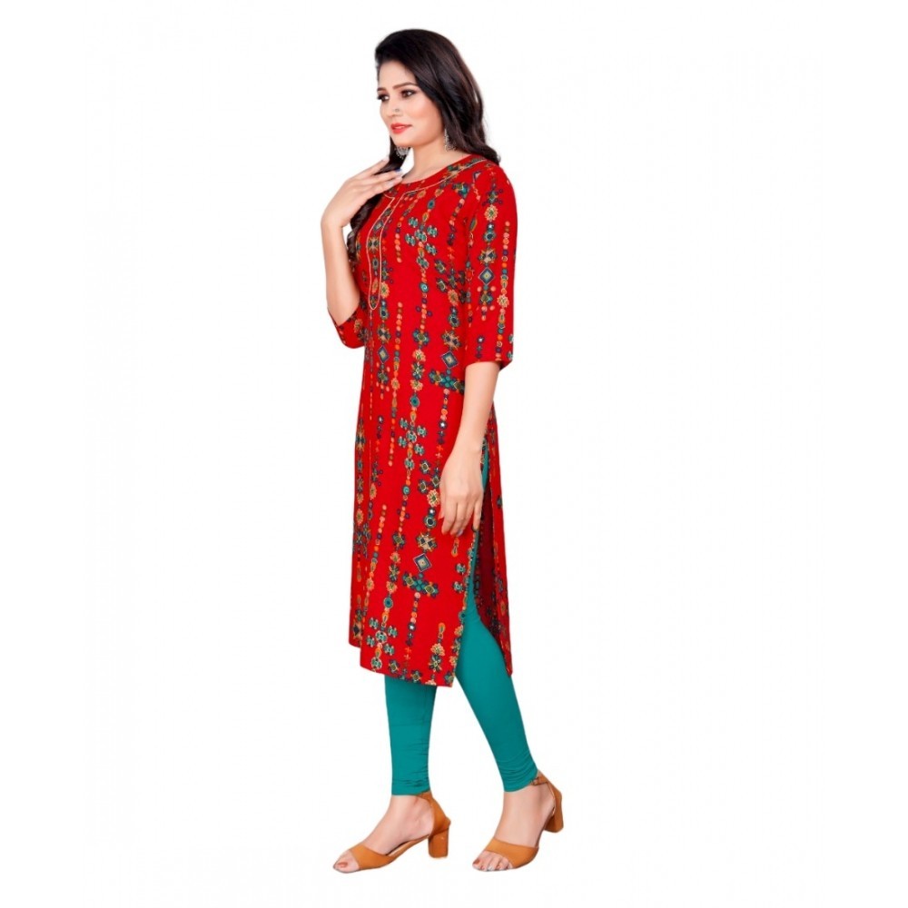 Women's Rayon Foil Printed Straight Kurti