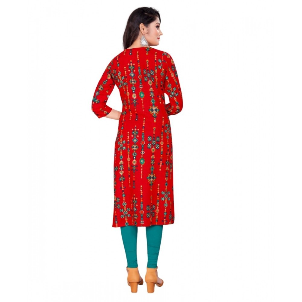 Women's Rayon Foil Printed Straight Kurti