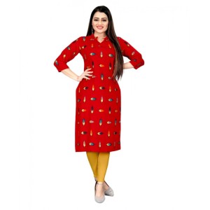 Women's Rayon Foil Printed Straight Kurti