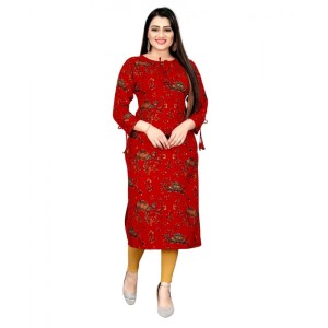 Women's Rayon Foil Printed Straight Kurti