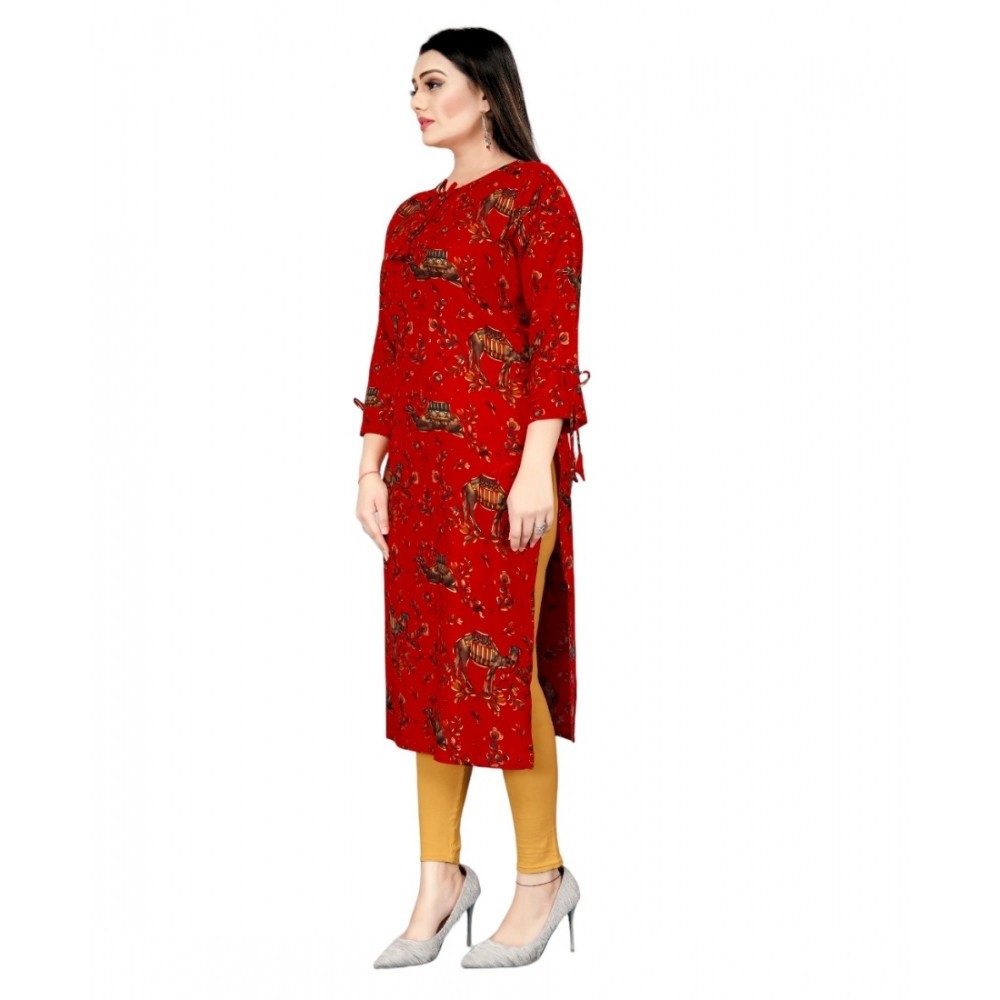 Women's Rayon Foil Printed Straight Kurti