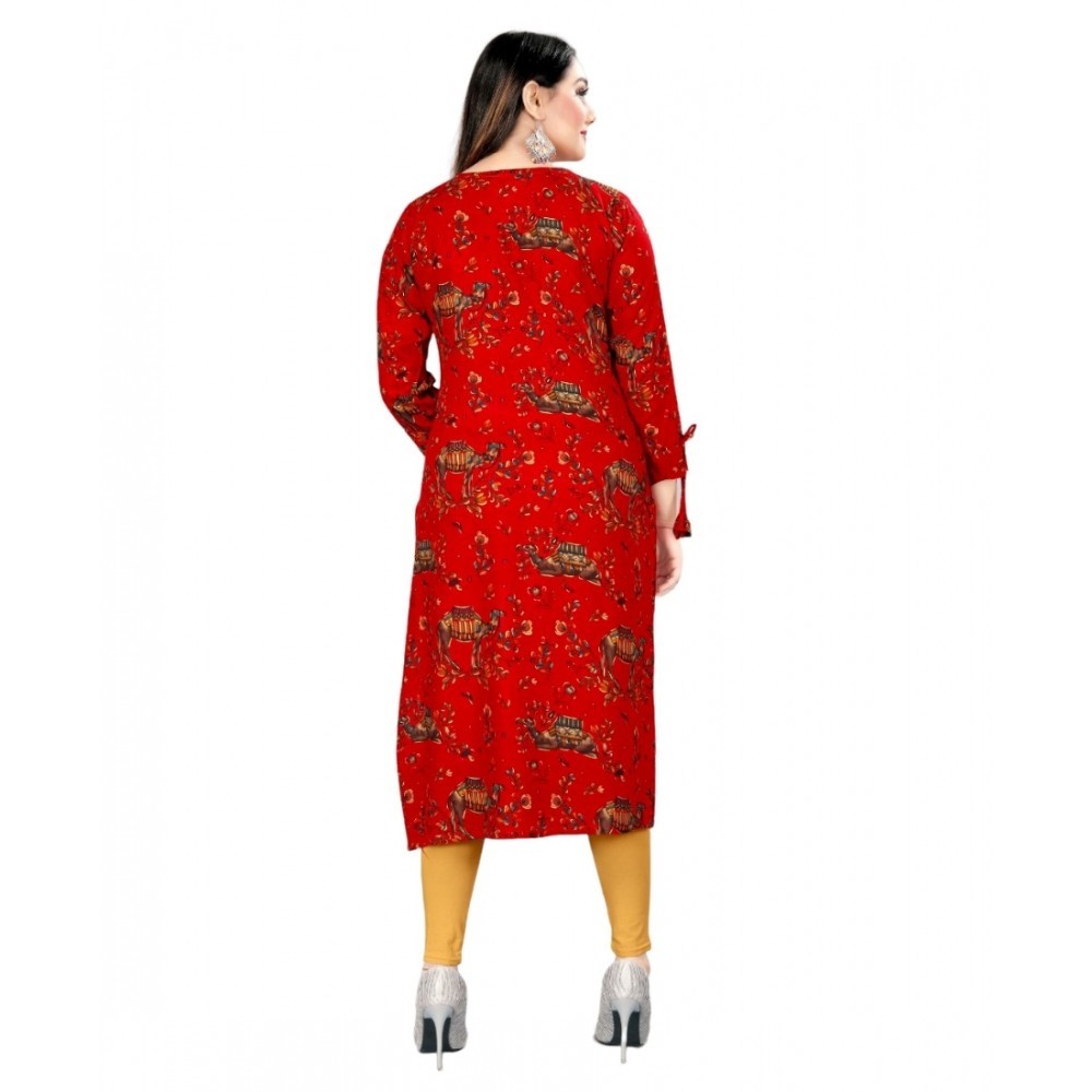 Women's Rayon Foil Printed Straight Kurti