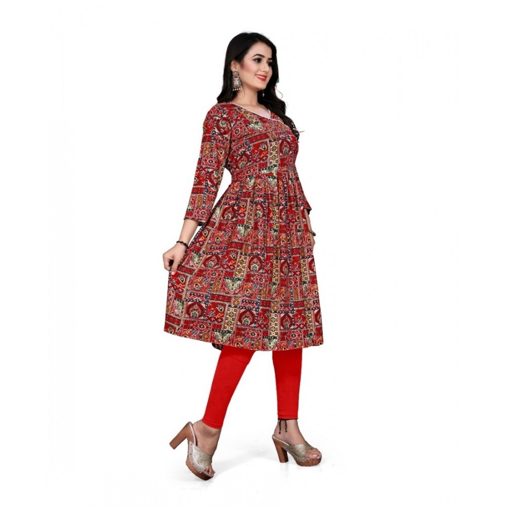 Women's Rayon Foil Printed Straight Kurti