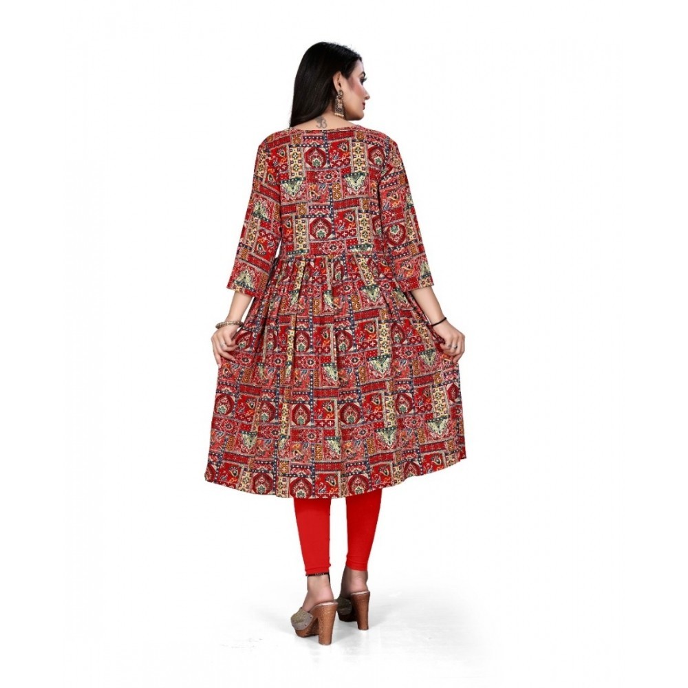 Women's Rayon Foil Printed Straight Kurti
