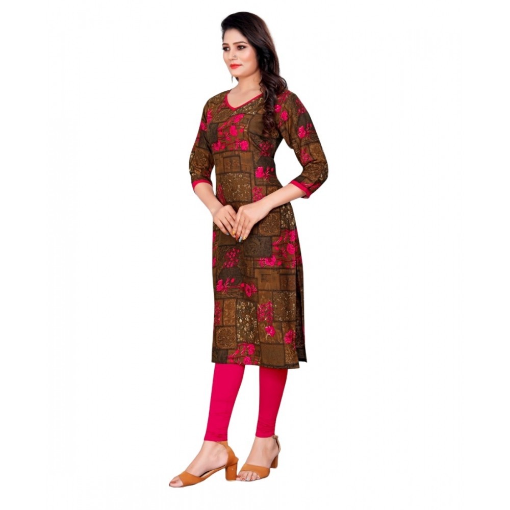 Women's Rayon Foil Printed Straight Kurti